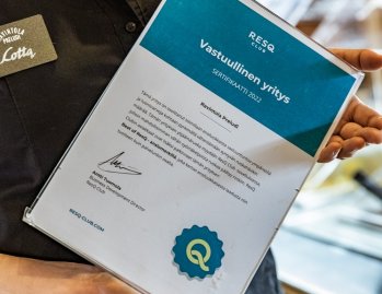 Ravintola Preludi on vastaanottanut ResQ Club Vastuullinen yritys -sertifikaatin