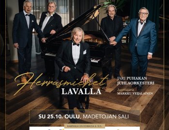 Herrasmiehet lavalla konsertti Madetojan salissa su 25.10.26! Herrasmiehet lavalla tuo viisi