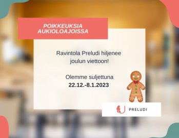 Ravintola Preludi hiljenee joulun viettoon ja palvelee jälleen ensi vuonna! 🎅🏻🎄⁠
⁠
Oikein ihanaa