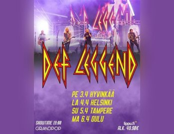 DEF LEGGEND -On Tour 2026 Madetojan sali ma 6.4.2026 on peruttu. Lippurahat voi hakea takaisin