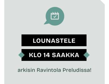 Lounasta arkisin klo 14 saakka! 🍲🥗☕😋❤ Tästä viikosta alkaen Preludin herkullista lounasta on