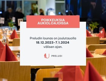 Ravintola Preludi hiljenee joulun viettoon ja palvelee jälleen ensi vuonna! 🎅🏻🎄⁠
⁠
Oikein ihanaa